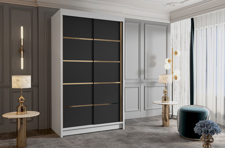 Dulap de haine Vigala 4 (alb + Negru)