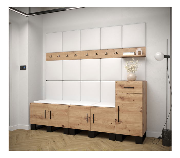 Set mobilier pentru hol Amanda 8 (Stejar artisan + Alb)