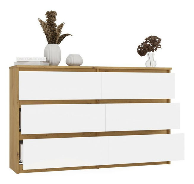 Komód Musecalo 6 120 (artisan tölgy + fehér)