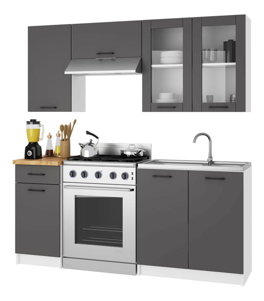 Vitrină de bucătărie superioară Organo 720 (alb + grafit)