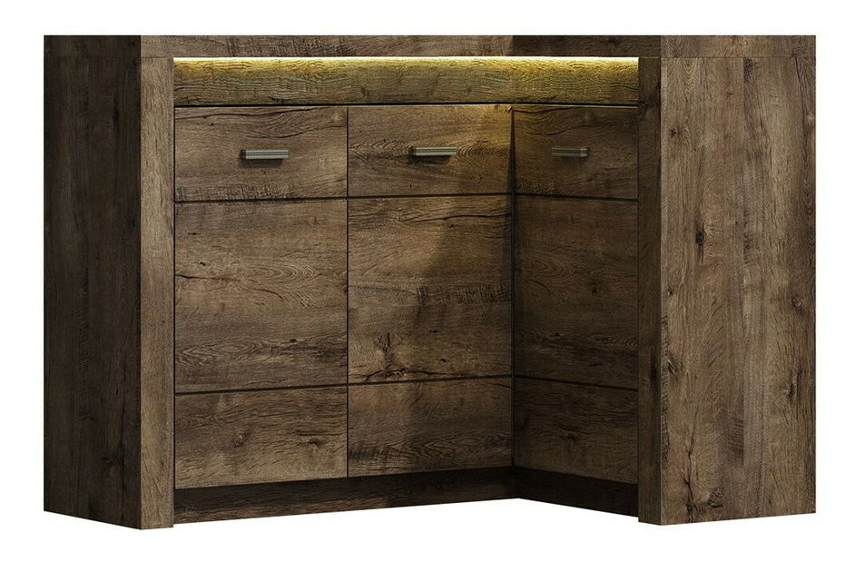 Comodă de colț Nadenas N15 K (arin închis) (fără iluminat)