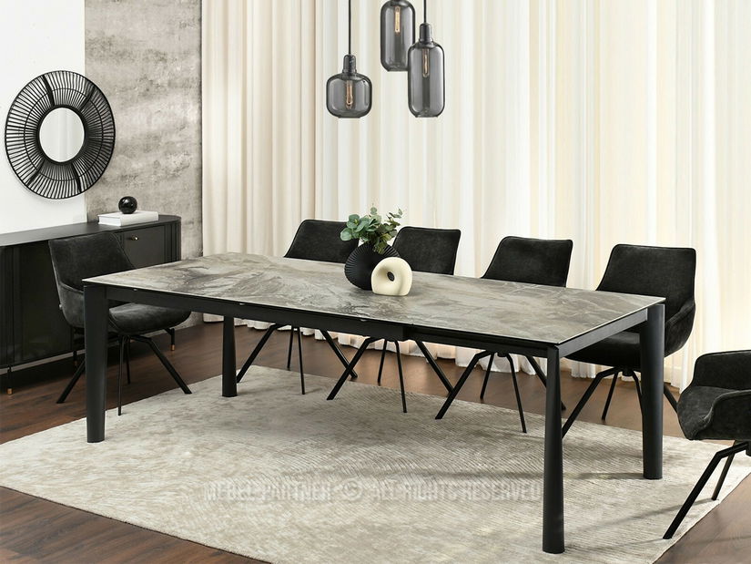 Masă sufragerie Telefonico (marmură + negru)