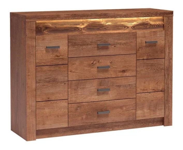 Comodă combinată Nadenas N7 (arin deschis) (iluminat LED Alb deschis)