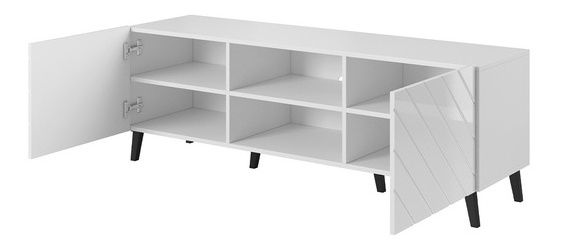 Masă TV Stellan-200 15b (alb + alb lucios)