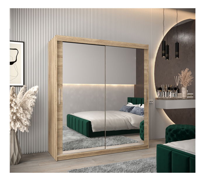 Dulap de haine 180 cm Toki 3 (stejar sonoma + alb mat)