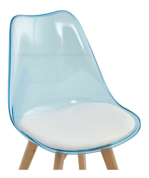 Jedálenská stolička Bralla 2 (transparentný + modrá + buk + biela) 