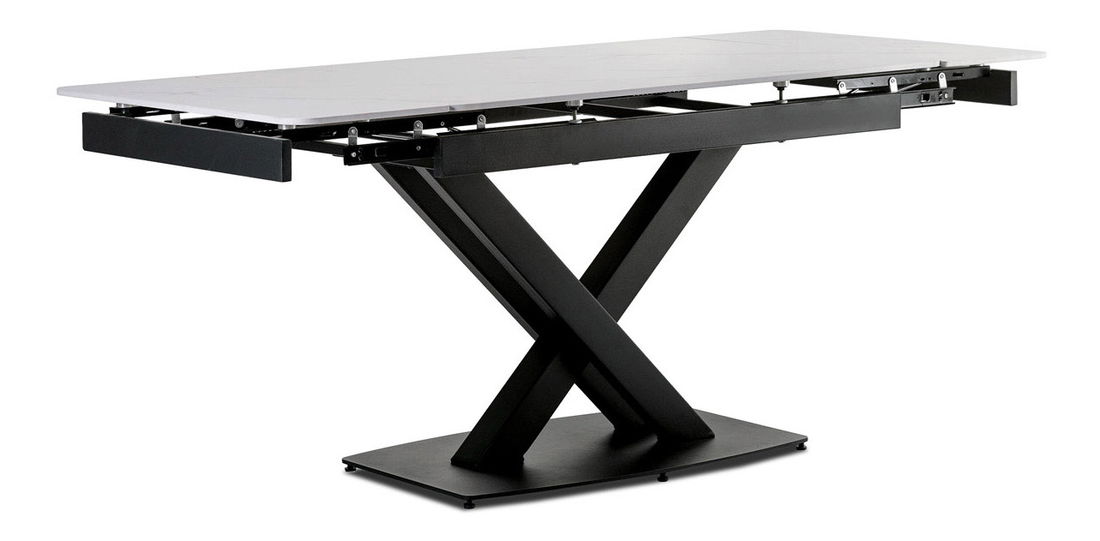 Masă sufragerie Hefin-450m-BK (negru + alb) (pentru 4 până la 6 persoane)