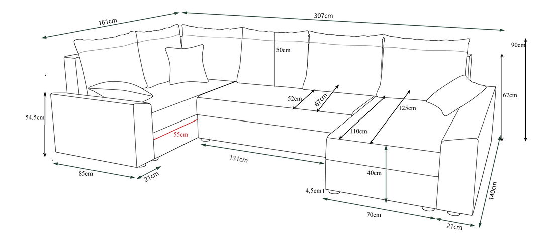 Rohová sedacia súprava Paragon Long (červená + čierna) (P)