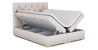 Pat matrimonial Boxspring 160 cm Ronda (crem) (cu sp. depozitare)