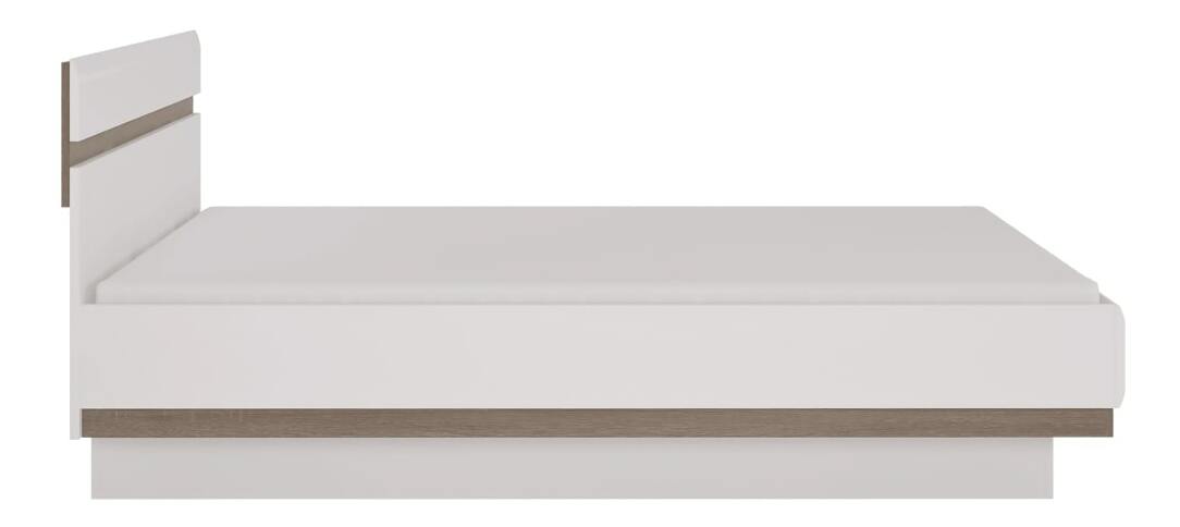 Posteľ s úložným priestorom Lonet (biela + dub sonoma tmavý truflový) 