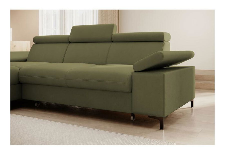 Kutna garnitura Miles (L) (maslinasto zelena + crna)