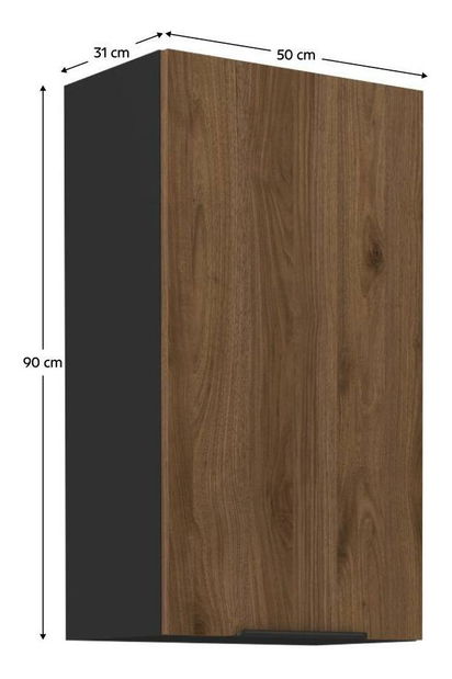 Horná kuchynská skrinka Monzesa 50 G 90 1F (orech okapi + čierna) 