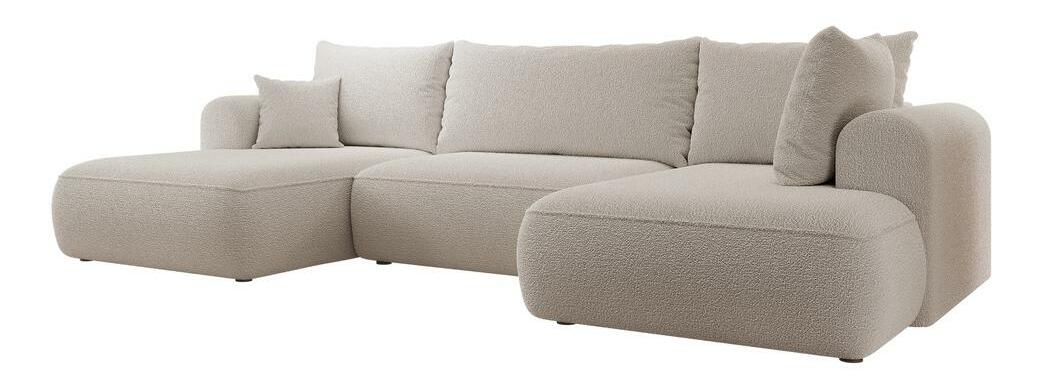 Kutna garnitura u obliku slova U Olivo U (D) (svijetlobež + crna)