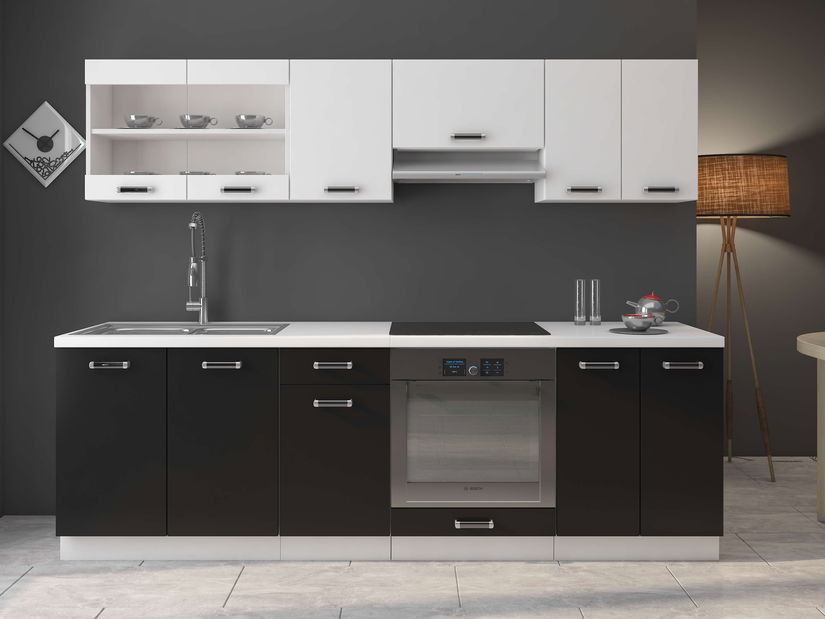 Dulap inferior de bucătărie sub chiuvetă Oran 80 ZL 2F BB (Alb + negru)