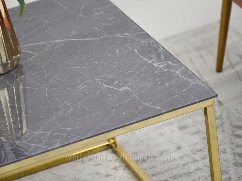 Dohányzóasztal Bella M (szürke márvány + arany)