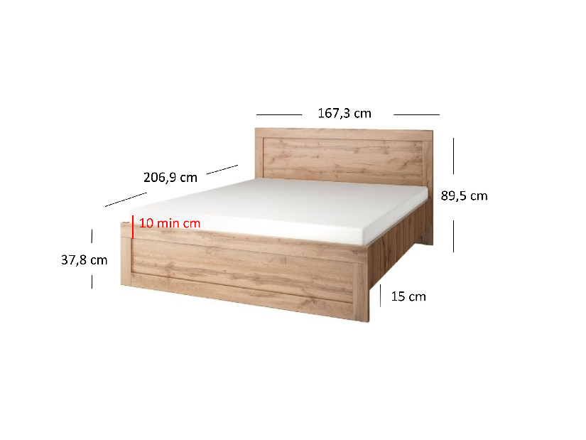 Franciaágy 160 cm Mirella (wotan tölgy) (ágyráccsal)