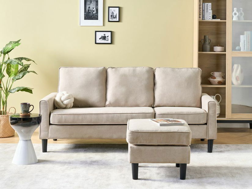 Pohovka trojsedačka ARRAN (béžová) (s taburetkou)