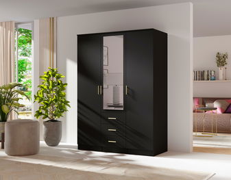 Ormar za garderobu Selforta 3D (crna) (s ogledalom)