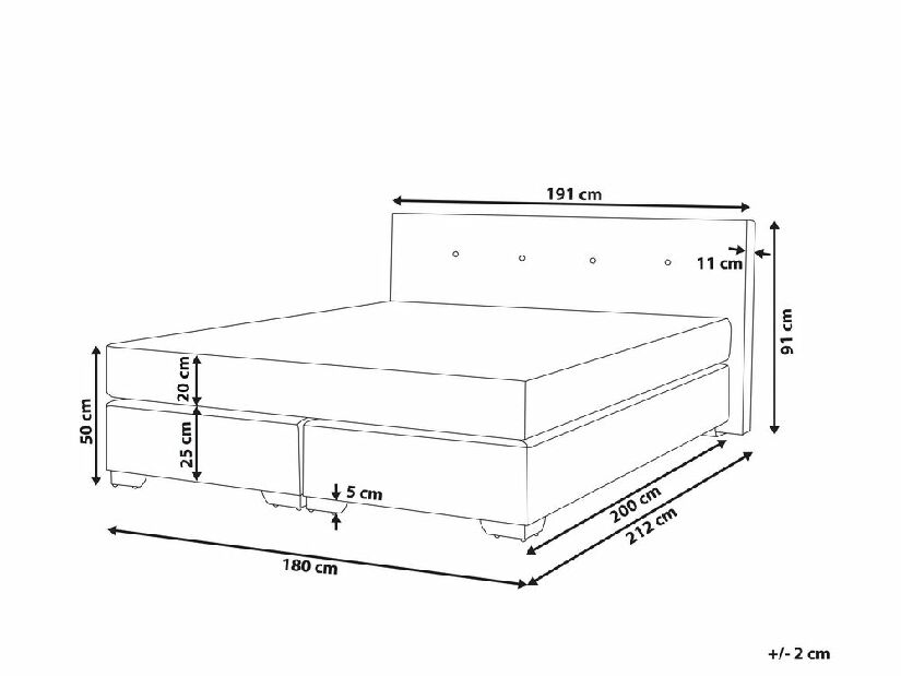 Manželská posteľ Boxspring 180 cm CONSOLE (s roštom a matracom) (béžová)