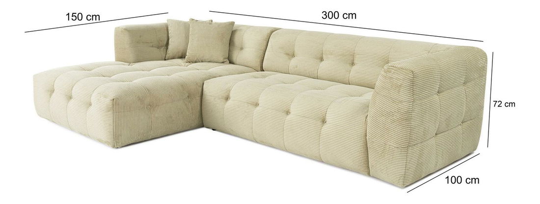 Rohová sedačka Cadellona (L) (zelená)