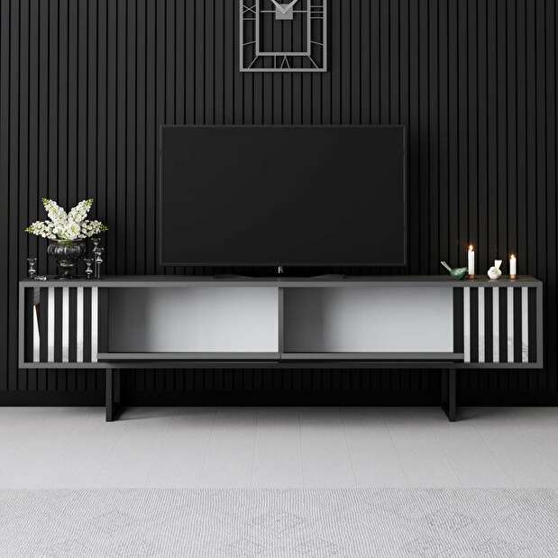 TV stolík/skrinka Chromonise (antracit + čierna)