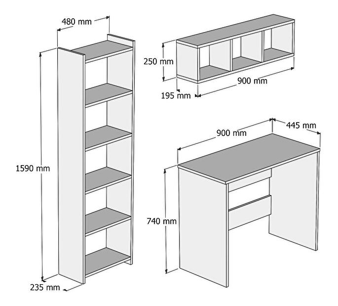 Set mobilier pentru birou Masape 3 (alb) 