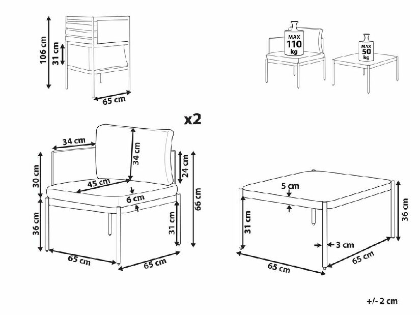 Set mobilier de grădină Tariq (gri) 