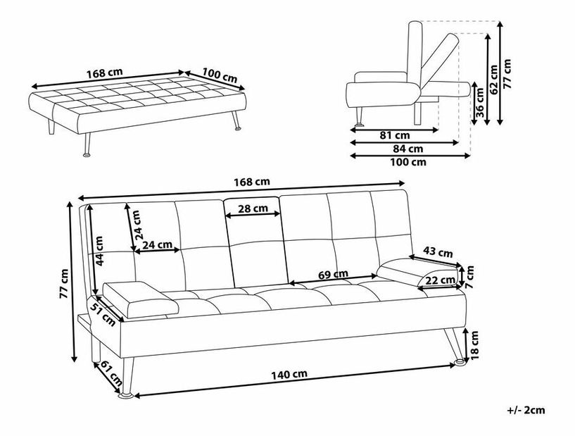 Canapea 3 locuri Risede (gri) 