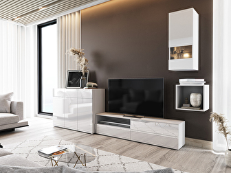 Mobilier living Berny 51 (alb + Alb lucios)