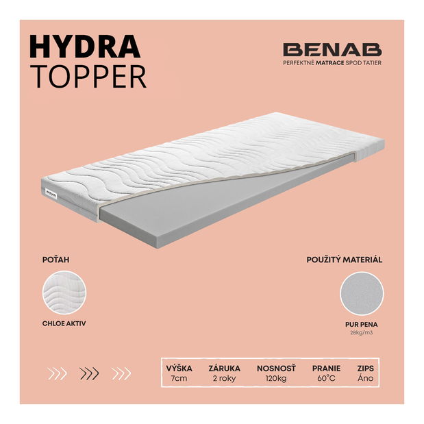 Vrchný matrac / Topper Benab Hydra 200x180 cm (T4)