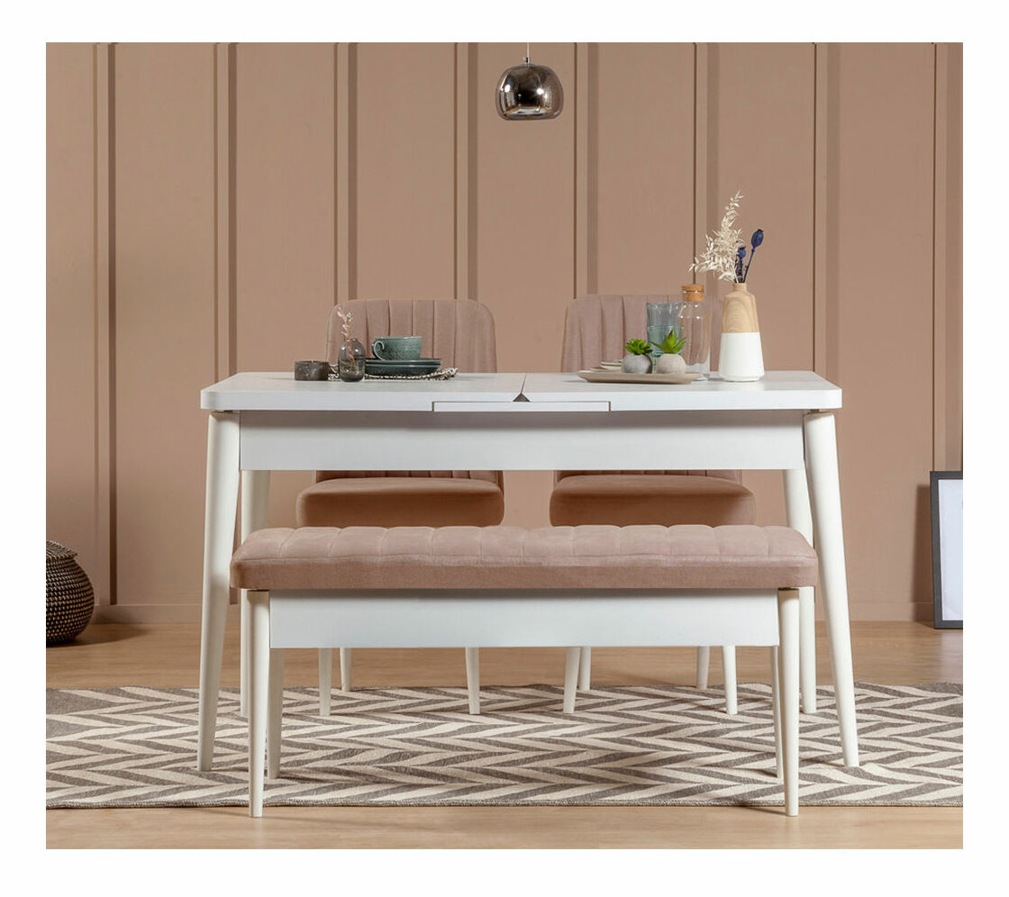 Jedálenský set Vlasta 1 (biela + svetlohnedá) (pre 4 osoby)