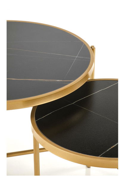 Set 2 buc. măsuțe cafea Fantoma (marmură negru + auriu) *vânzare stoc