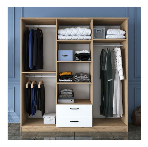 Ormar za garderobu Bastet 115 (orah + bijela)