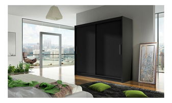 Ormar s kliznim vratima Lena I 180 (crni) (bez rasvjete)