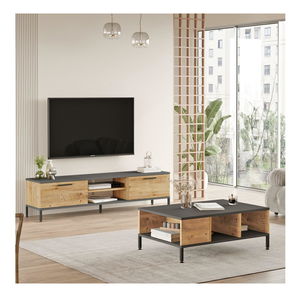 Set mobilier living Ria 1 (pin atlantic + antracit)