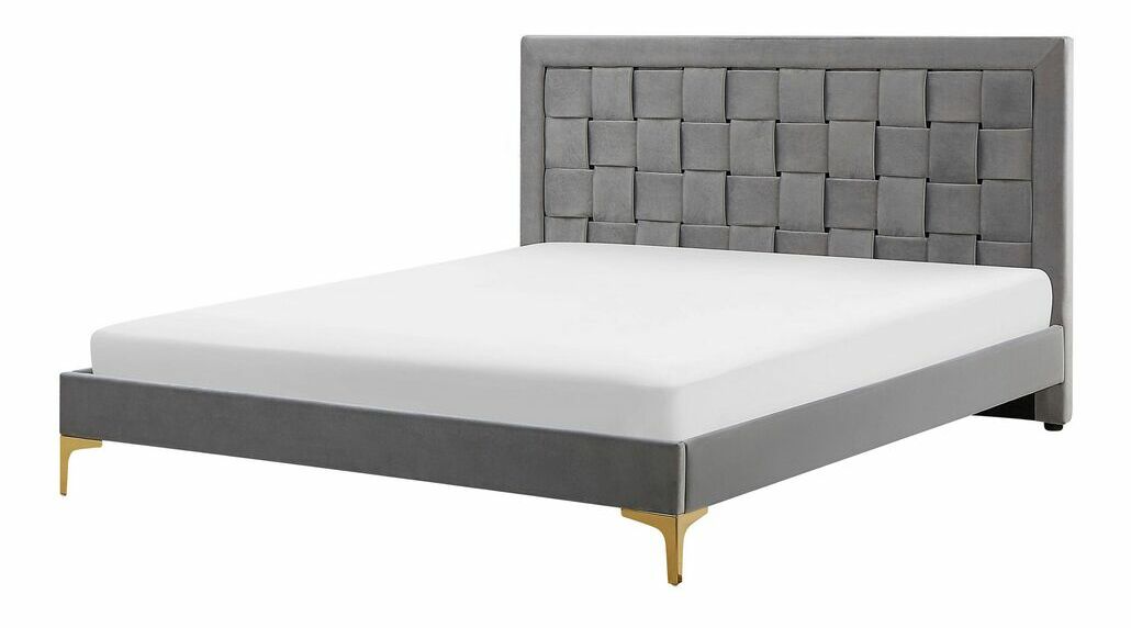 Pat matrimonial 140 cm LIMO (poliester) (gri) (cu somieră)