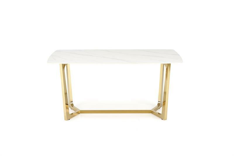 Blagovaonski stol Clementine (bijeli mramor + zlatna) (za 6 osoba)