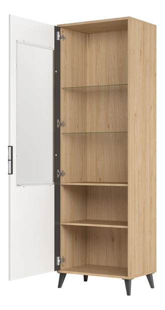 Vitrină Mussun 10 (Nuc american jackson + Alb mat + grafit mat) (S)