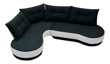 Rohová sedačka Adam (čierna + biela) (L)