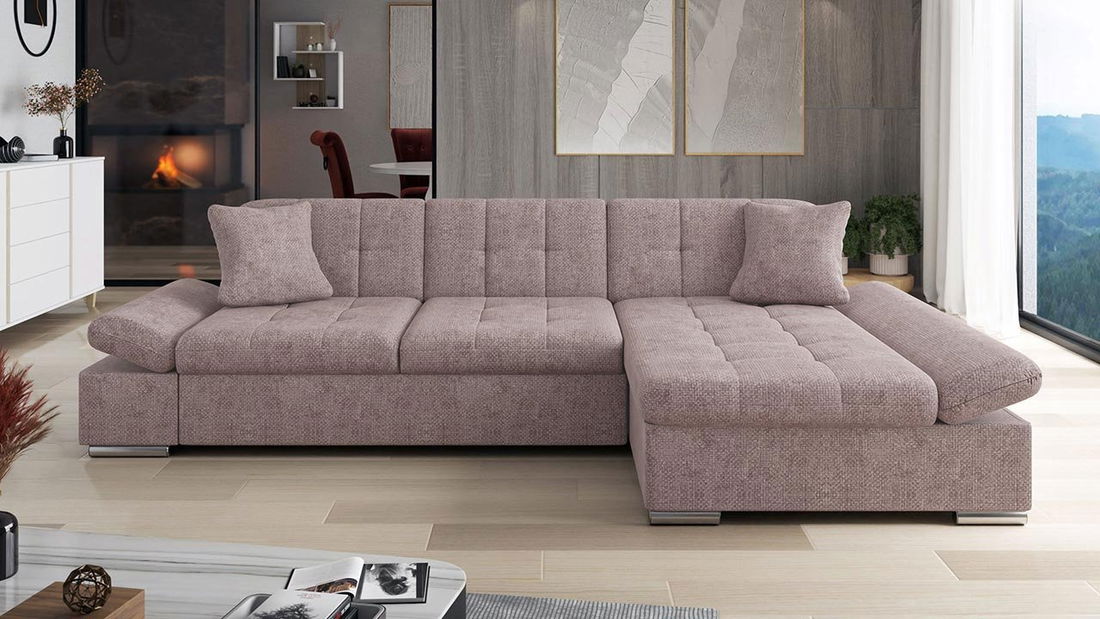 Rohová sedacia súprava Jude (ružovosivá)