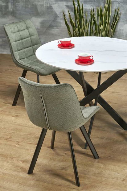 Étkezőasztal Edgaro 2 (fehér márvány + fekete) (4 személy számára)