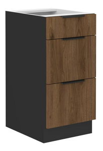 Dulap inferior de bucătărie Monzesa 40 D 3S BB (nuc okapi + negru) 