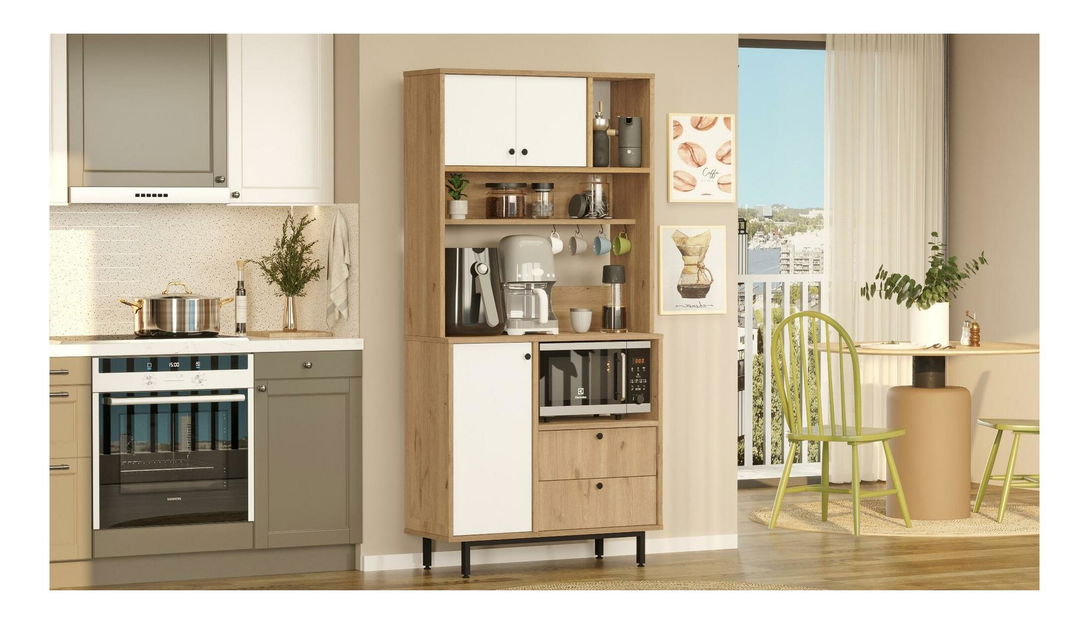 Dulap cu rafturi Rebutia 4 (stejar + alb)