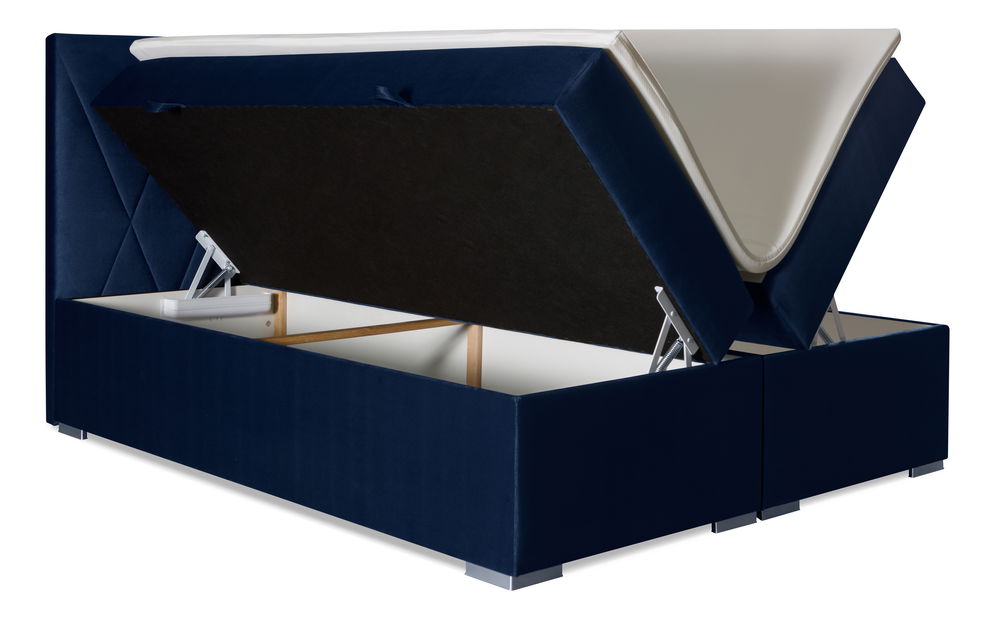 Franciaágy Boxspring 160 cm Lanarra (sötétkék) (tárolóhellyel)