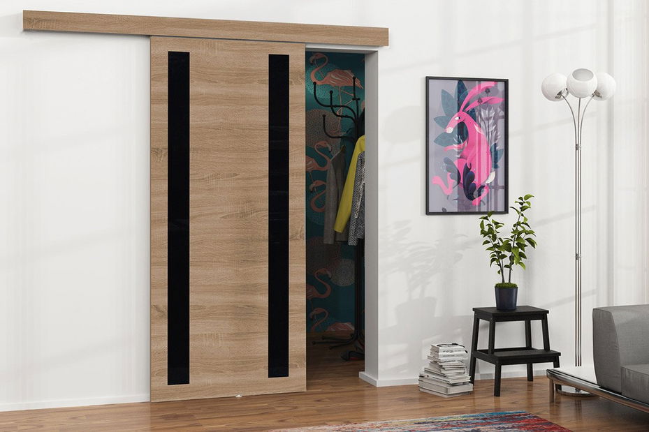 Uși culisante Meralia 1 (stejar sonoma + negru)