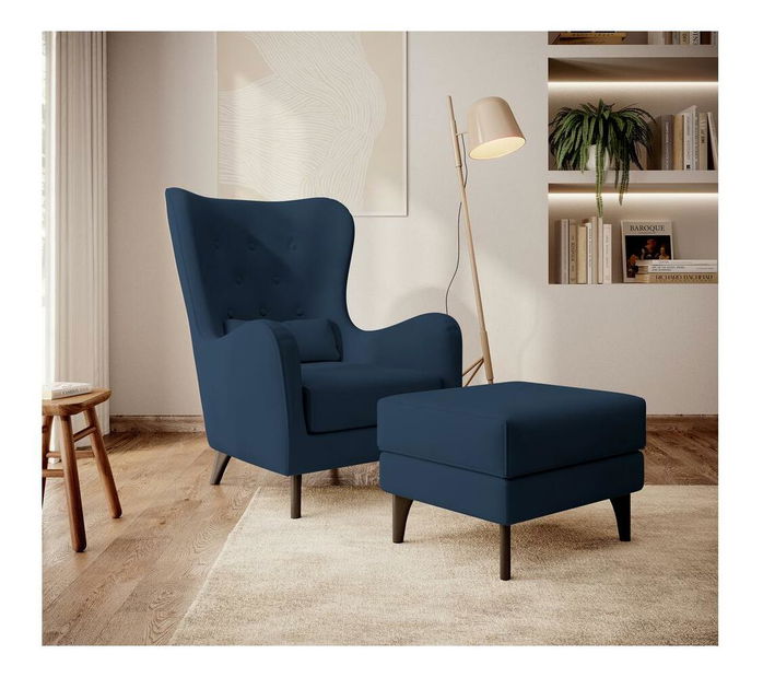 Fotoliu cu suport picioare Calimero II (marin + wenge)