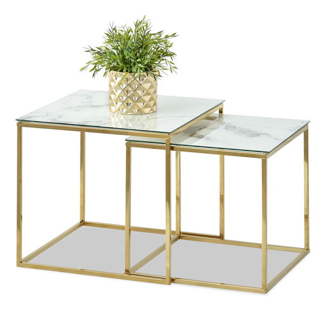 Dohányzóasztal Prana Law (fehér + arany)