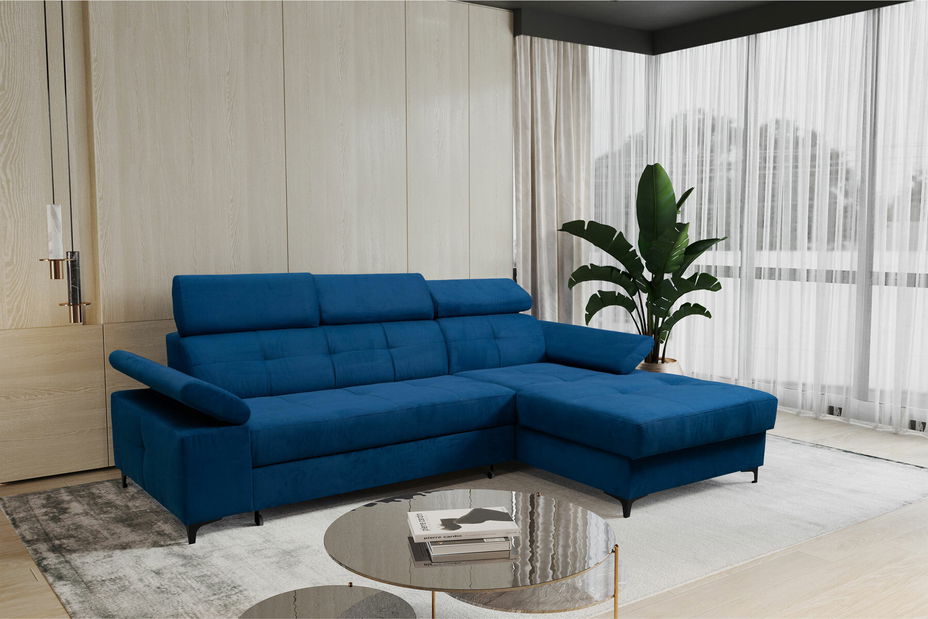Rohová sedačka Nicholle (tmavomodrá) (L)