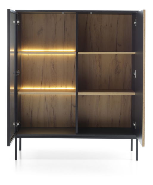 Vitrina Silvano WT104 (crna + hrast wotan) (s LED rasvjetom)