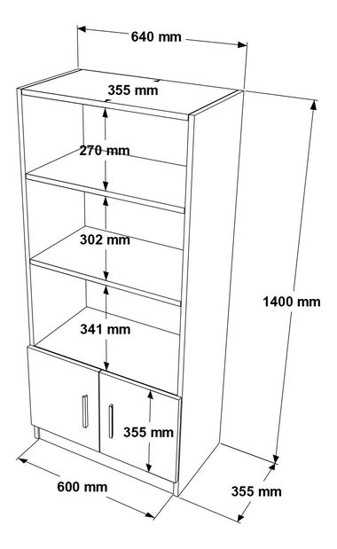 Regál Vincent 4 (tölgy + fekete)